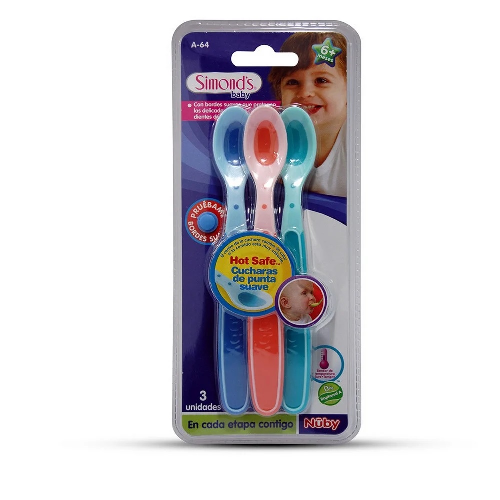 Simond's Baby Set 3 Cucharas Hot Safe con Indicador de Temperatura Punta Suave