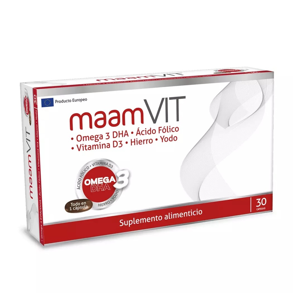 Maam Vit (Omega 3 DHA -Ác. Fólico -Vit. D3 -Hierro -Yodo) 30 Cápsulas