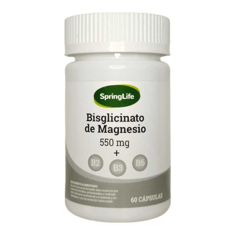 Bisglicinato de Magnesio 550 mg + B-Complex (3 Vit.) 60 Cápsulas SpringLife