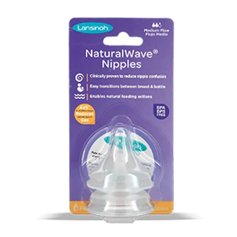 Lansinoh Tetinas NaturalWave Boca Ancha Flujo Medio 2 Unidades