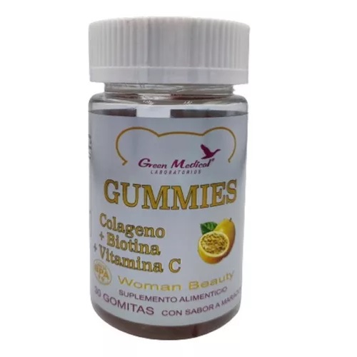 Colágeno + Biotina+Vit C Gummies 30 Gomitas Green Medical