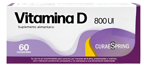 Vitamina D 800 UI 60 Comprimidos Recubiertos CuraeSpring