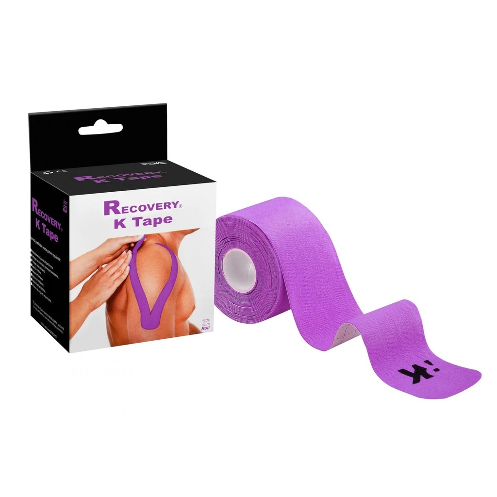 Recovery K Tape Morado Venda Adhesiva Precortada 20 Tiras 5 cm x 5 m