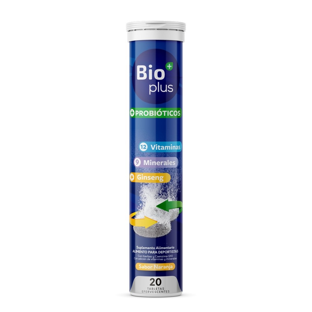 Bioplus Probióticos+ 12 Vit+ 9 Min+ Ginseng 20 Tabletas Efervescentes Naranja
