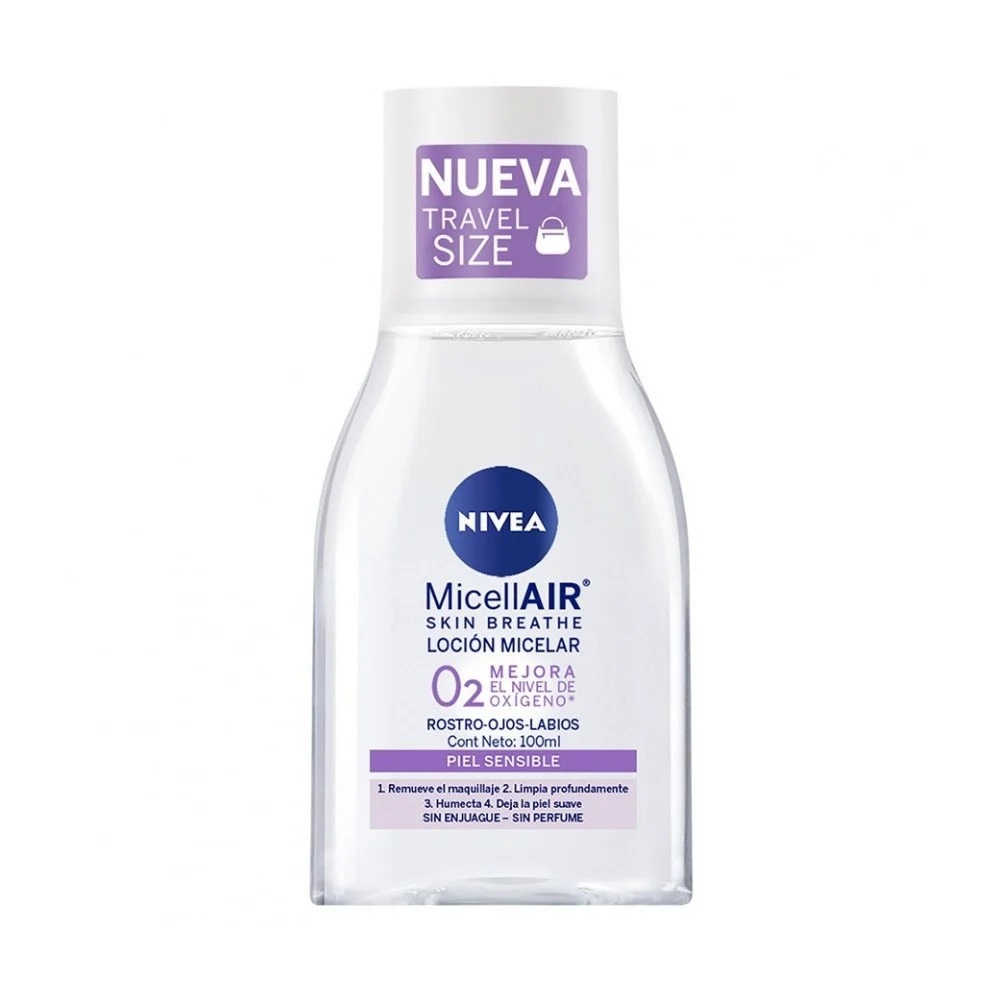 Nivea MicellAir Agua Micelar Suavizante O2  Desmaquillante Rostro Ojos Labios 100 mL