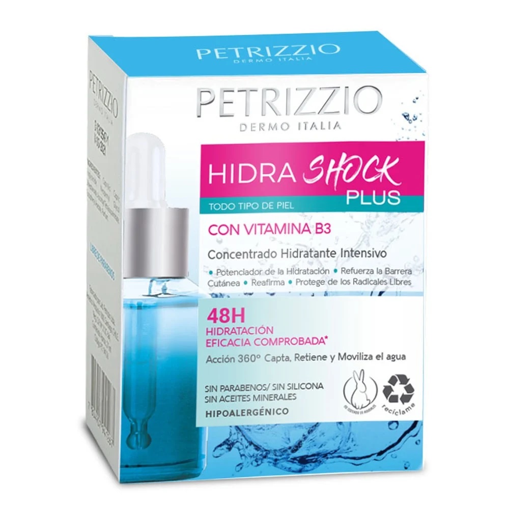 Hidra Shock Plus Serum Concentrado Hidratante Intensivo con Vit. B3 28 mL Petrizzio