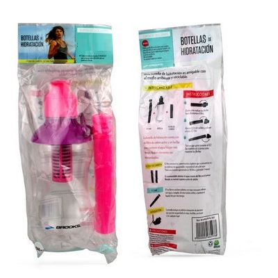 Botella Plástica Agua con Filtro de Carbón y Ice Bar Rosada 360 mL