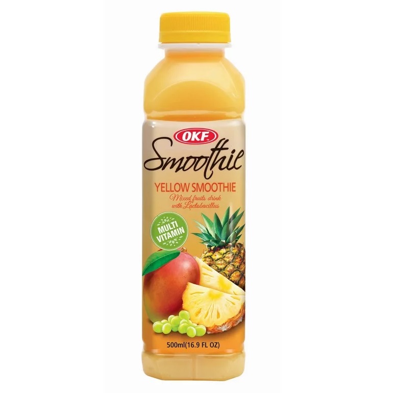 OKF Yellow Smoothie Bebida Mezcla de Frutas con Vitaminas y Probióticos 500 mL