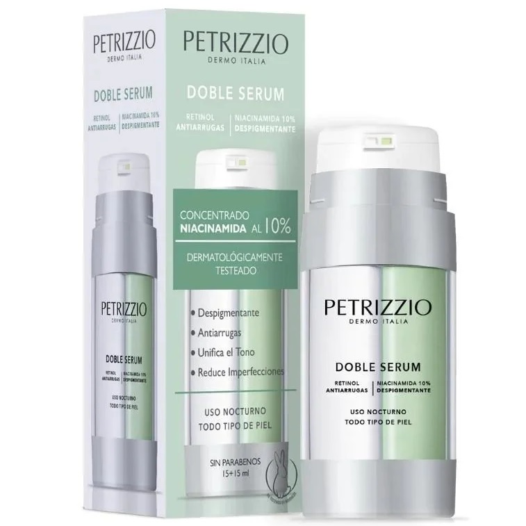 Doble Serum Noche Retinol Niacinamida -Antiarrugas Despigmentante 15+15 mL Petrizzio