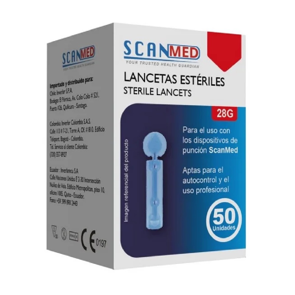 Lancetas Estériles Desechables 23G 50 Unidades Scanmed
