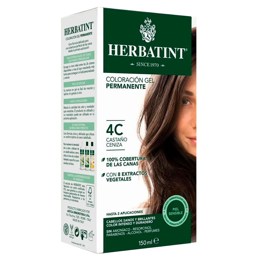 Herbatint 4C Castaño Ceniza Tintura Permanente Gel 150 mL