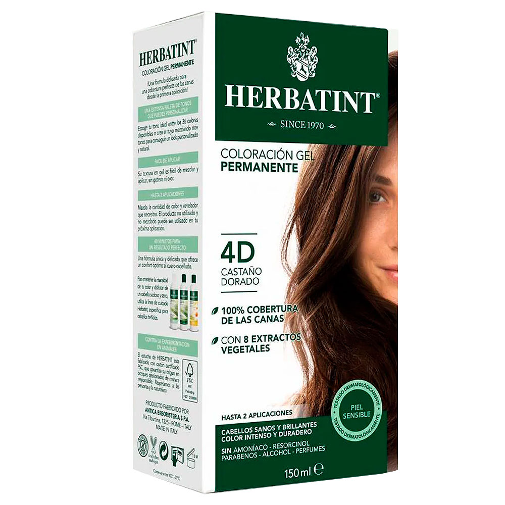 Herbatint 4D Castaño Dorado Tintura Permanente Gel 150 mL
