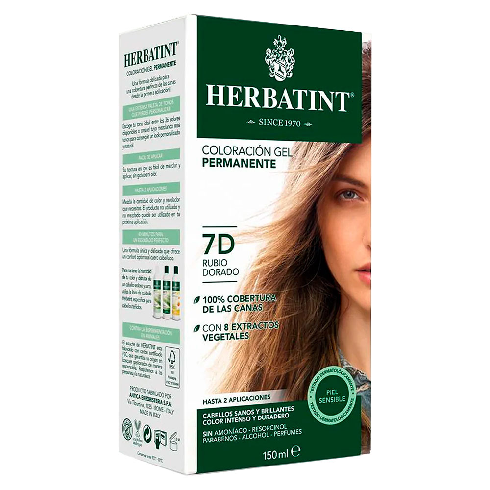 Herbatint 7D Rubio Dorado Tintura Permanente Gel 150 mL