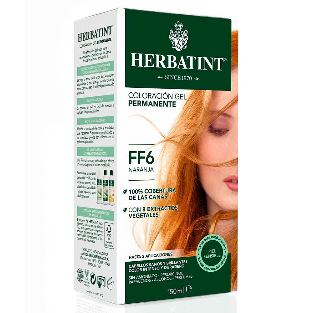 Herbatint FF6 Naranja Tintura Permanente Gel 150 mL