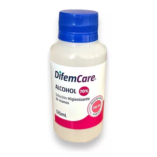 Alcohol 70° Solución Higienizante de Manos 125 mL Difem Care