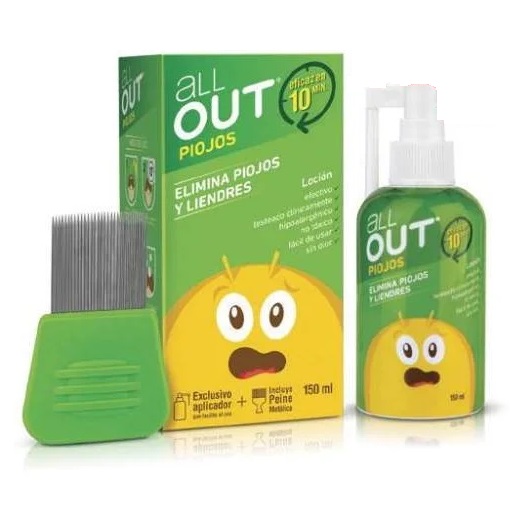 All Out Elimina Piojos y Liendres Loción 150 mL + Peine Metálico Maver