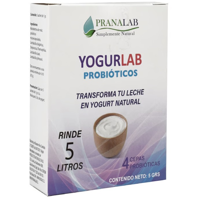 YogurLab Probióticos Transforma tu Leche en Yogurt 5 Sachets 1 Litro c/u Pranalab