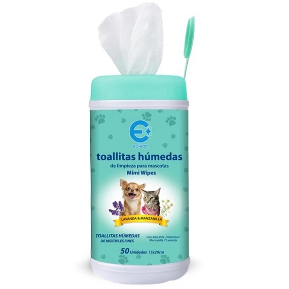Mimi Wipes 50 Toallitas Húmedas de Limpieza para Mascotas Perros Gatos Eclean