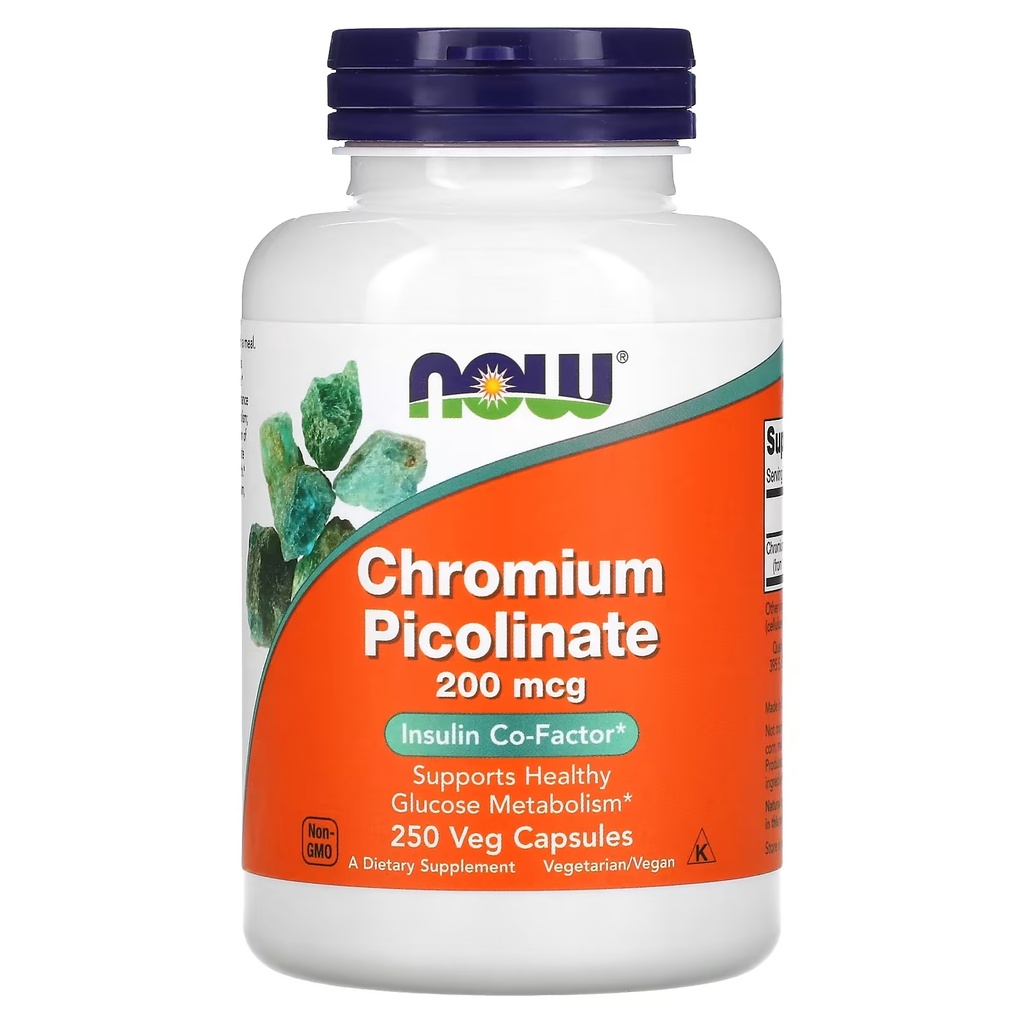 Picolinato de Cromo 200 mcg 250 Cápsulas Vegan Now