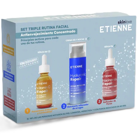Etienne Set Triple Rutina Facial Antienvejecimiento Concentrado