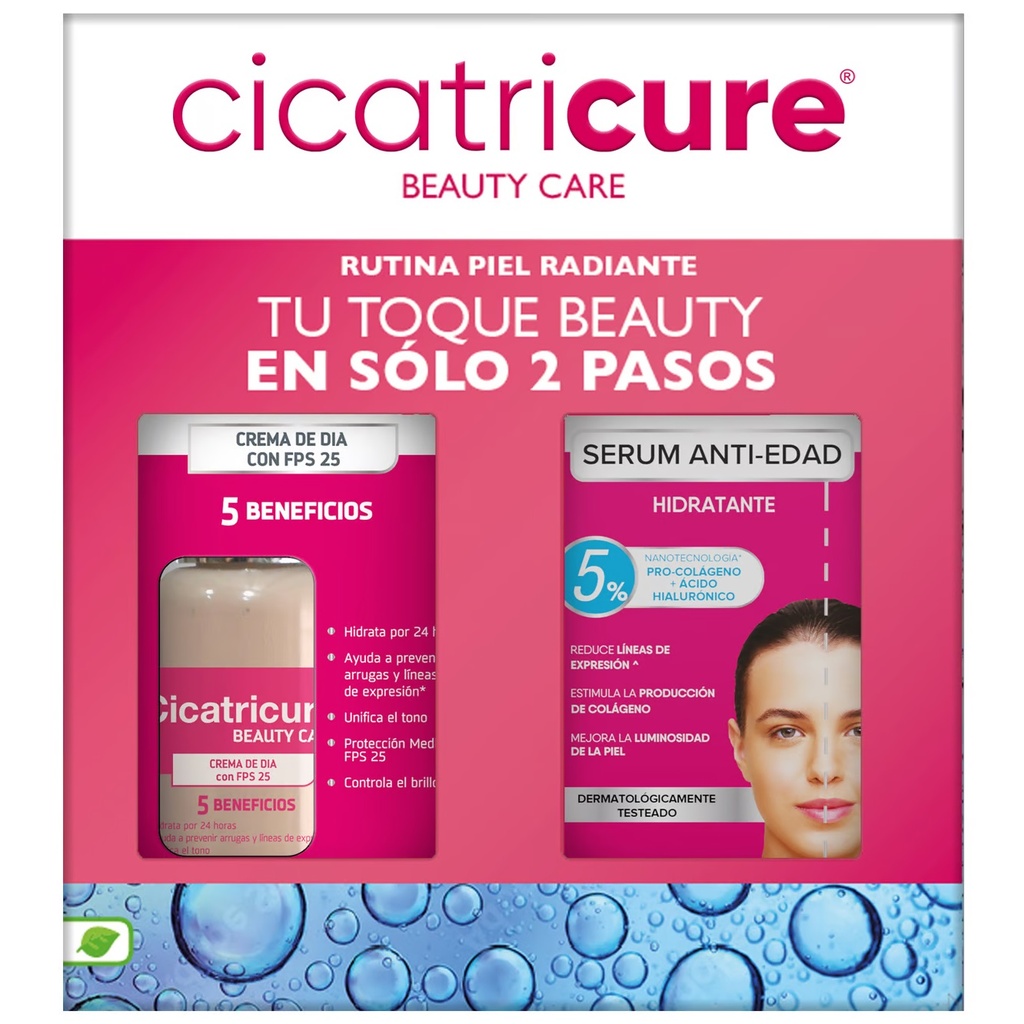 Cicatricure Kit Beauty Care Piel Radiante Sérum Anti-Edad + Crema Día Genomma Lab