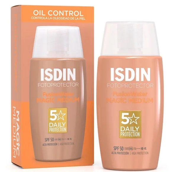 Fotoprotector Fusion Water Oil Control Color Medium Fps 50+ Bloqueador Con Color Fluido 50 mL Isdin