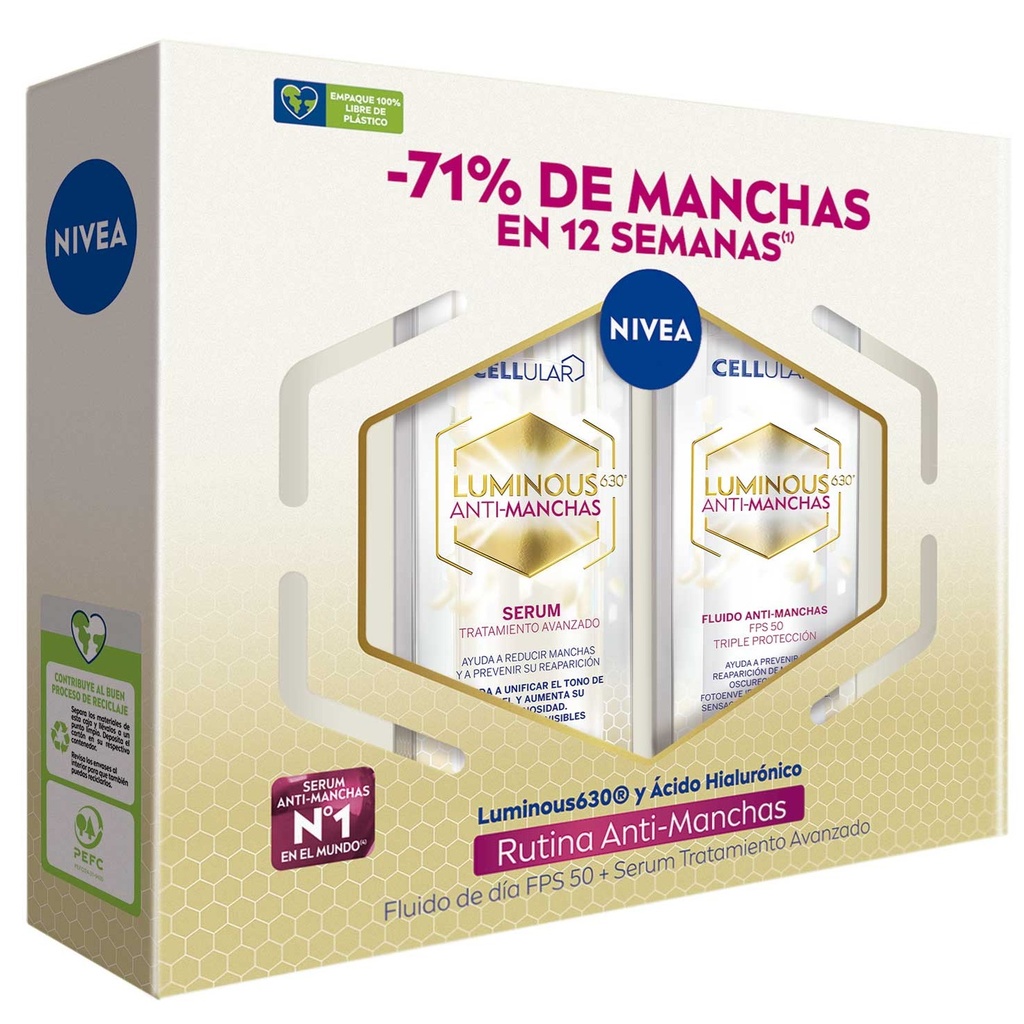 Nivea Cellular Luminous 630° Rutina Anti-Manchas Serum 30mL + Fluído Dí­a FPS50 40mL