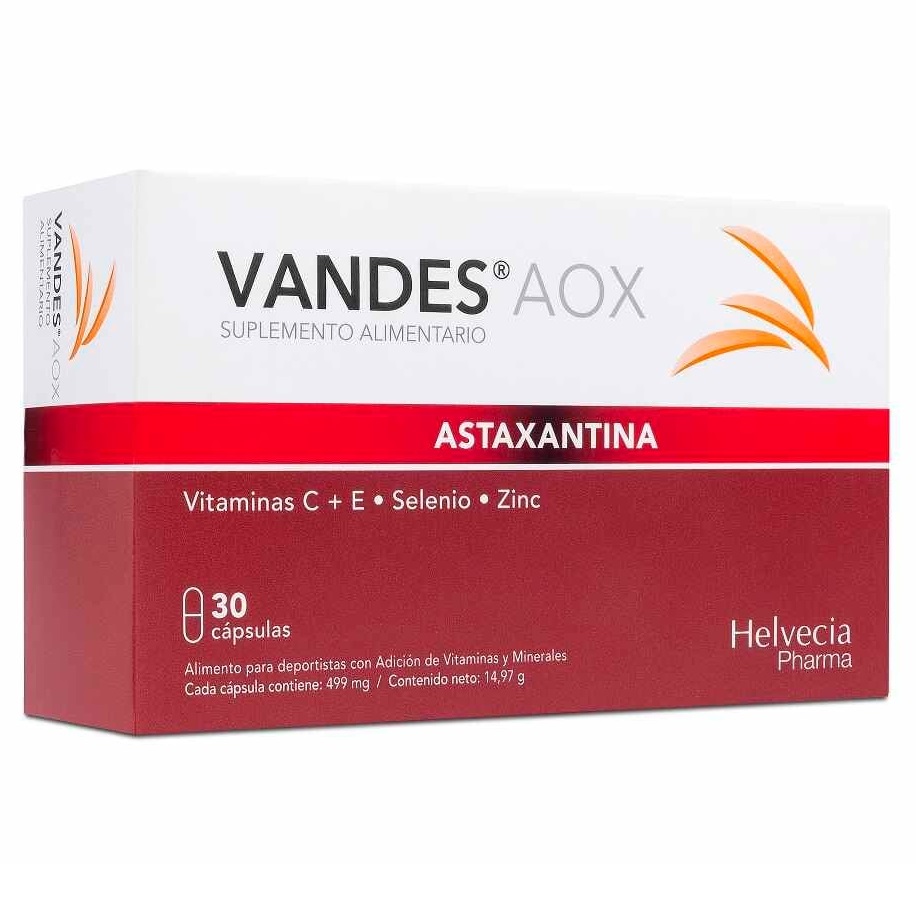 Vandes AOX con Astaxantina 30 Cápsulas Helvecia Pharma