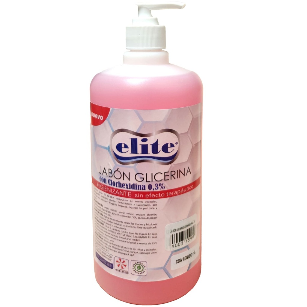 Elite Jabón de Glicerina con Clorhexidina 0,3% 1000 mL