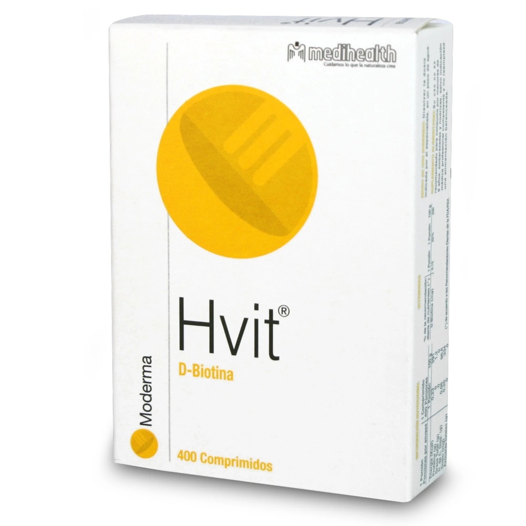Hvit D-Biotina 150 mcg 400 Comprimidos Moderma Medihealth