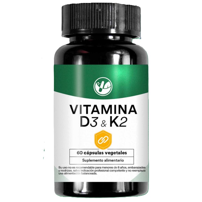 Vitaminas D3 y K2 (800 UI / 200 mcg) 60 Cápsulas Veganas MBH