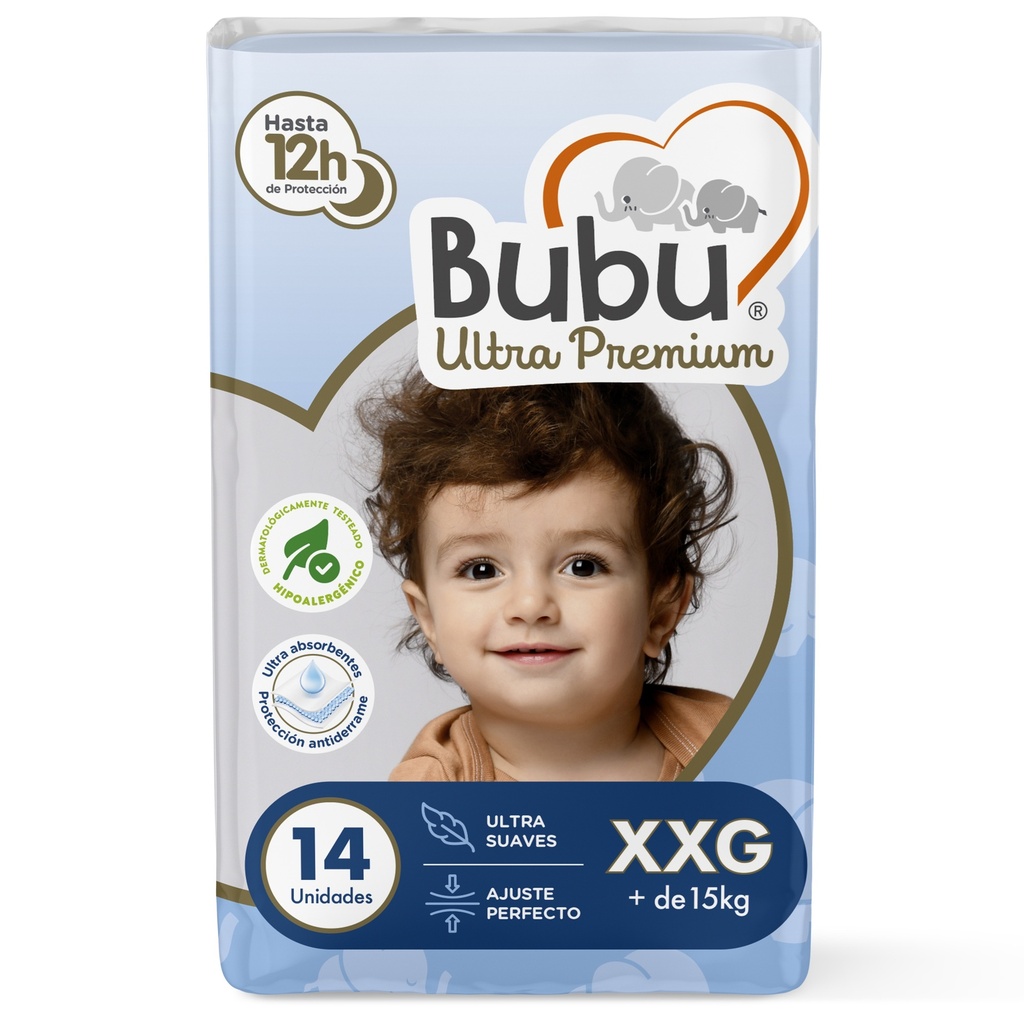 Bubu Ultra Premium Talla XXG Más de 15 Kg 14 Pañales