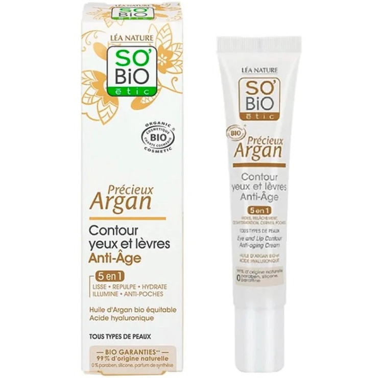 So Bio Étic Contorno de Ojos y Labios Anti-Age 5en1 con Aceite de Argán