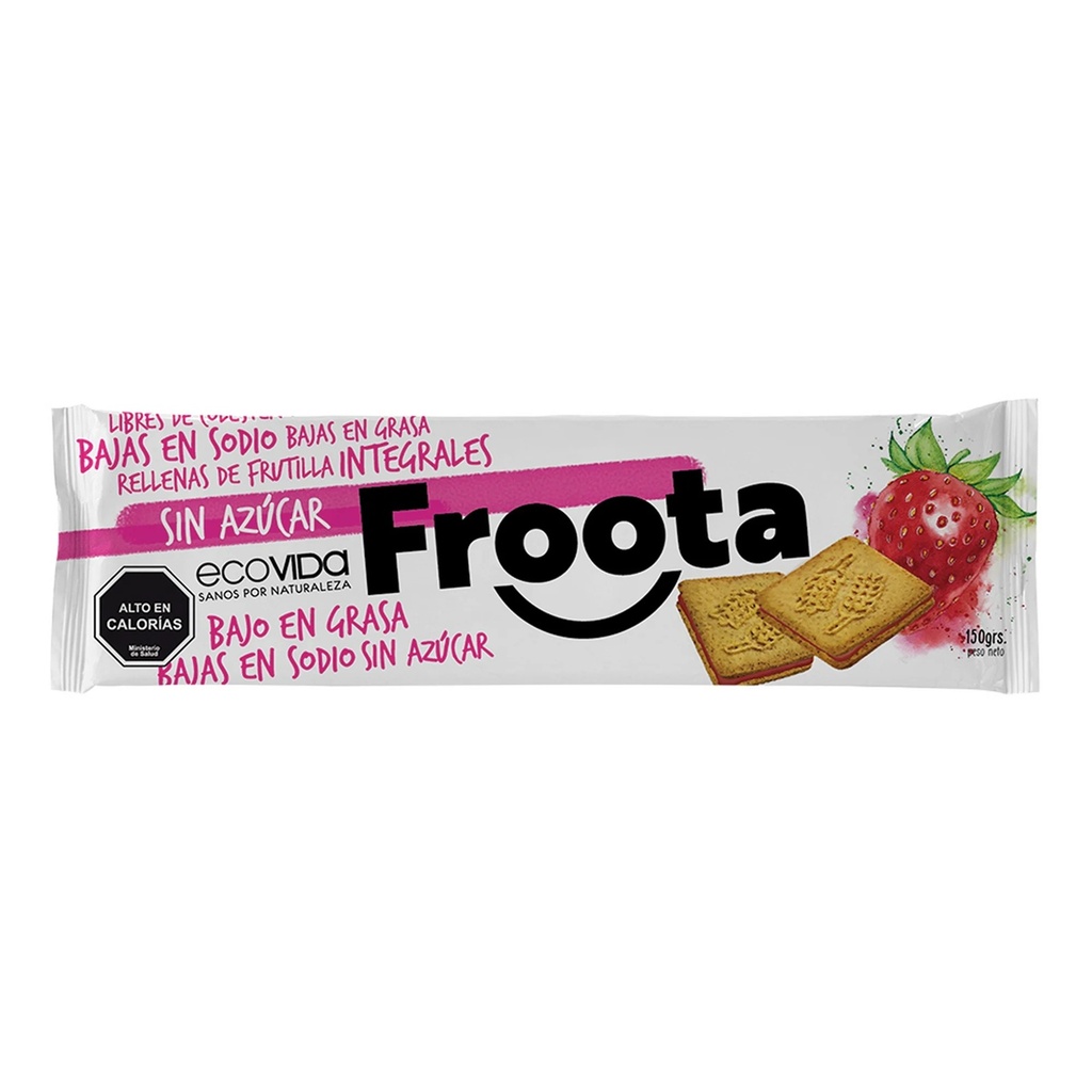 Ecovida Froota Galletas Integrales Rellenas de Frutilla Sin Azúcar 150 g