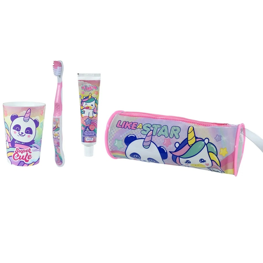 Unicorn Cepillo + Pasta Dental 50 g + Vaso + Estuche Gelatti