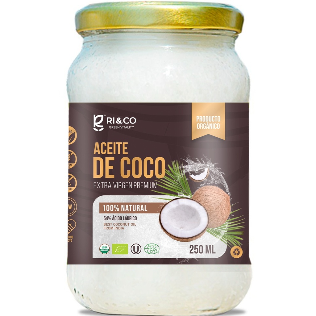Aceite de Coco Orgánico Extra Virgen Premium 250 mL RI&CO