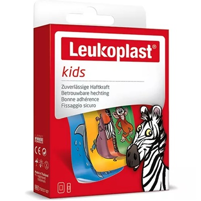 Leukoplast Kids 12 Parches Curita Infantil Resistentes al Agua 2 Tamaños
