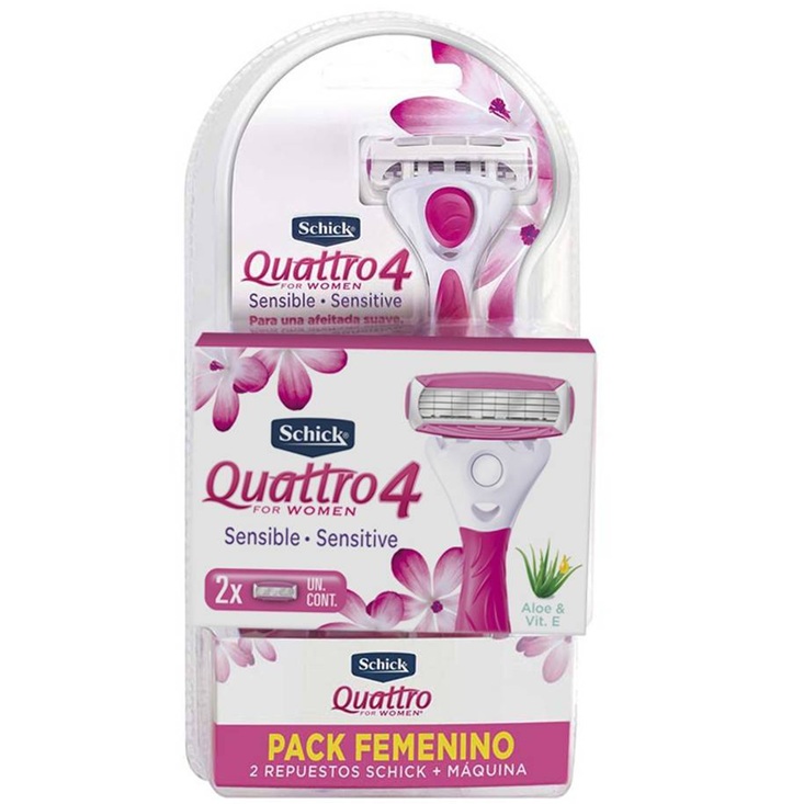 Schick Quattro4 Sensible Máquina de Afeitar + 2 Repuestos