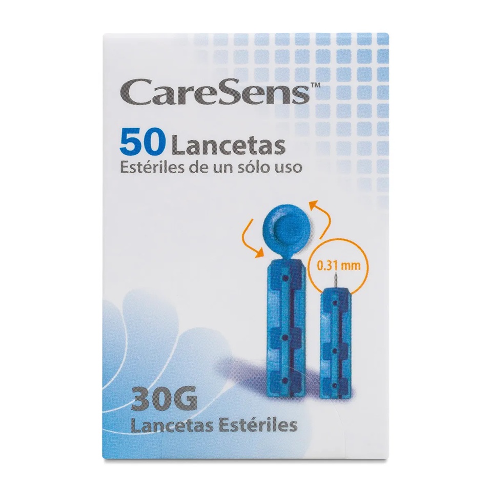 Lancetas Estériles Desechables 30G 50 Unidades CareSens