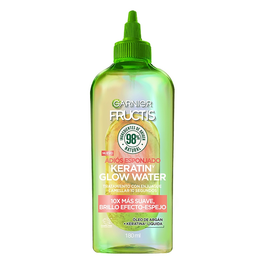 Fructis Tratamiento Keratin Glow Water Lamellar Adiós Esponjado 180 mL Garnier