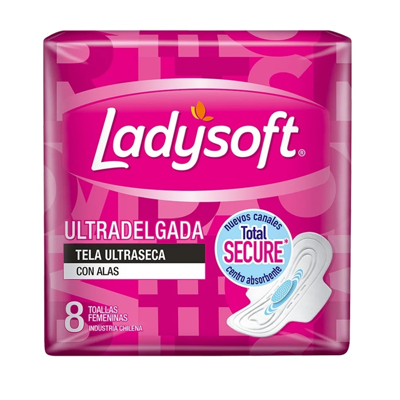 Ladysoft Ultra Delgada Malla Con Alas 8 Toallas Femeninas Cmpc