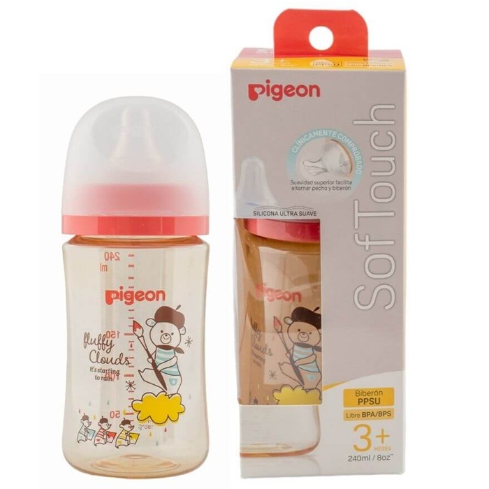 Pigeon SofTouch Boca Ancha 3m+ Mamadera PPSU Diseño 240 mL