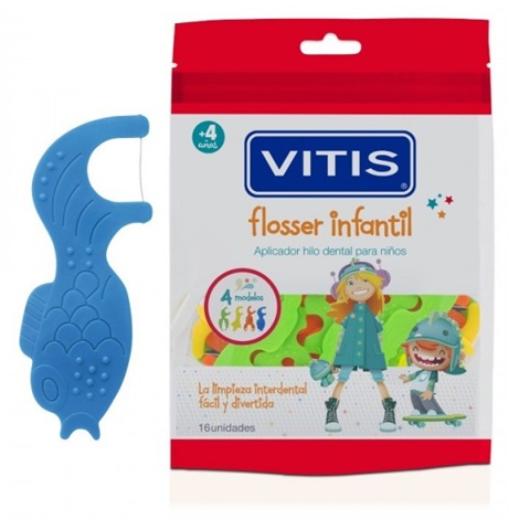 Vitis Flosser Infantil Hilo Dental con Aplicador 16 Unidades