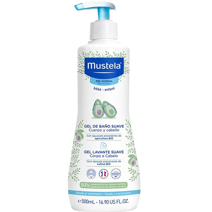Mustela Bebé Gel de Baño Suave Cuerpo y Cabello 500 mL