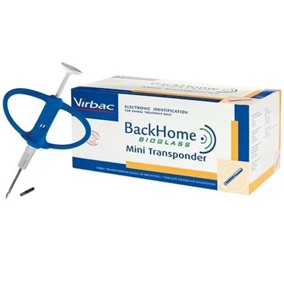 Backhome Bioglass Super Mini Transponder 1 Microchip Estéril con Aplicador Perros y Gatos Virbac