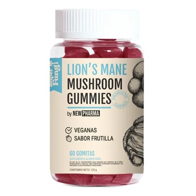 Lion's Mane Mushroom 60 Gomitas Vegan Melena de León NewPharma
