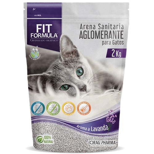 Fit Formula Arena Sanitaria Aglomerante para Gatos 2 kg Aroma Lavanda Drag Pharma