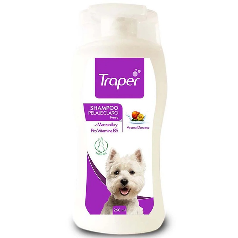 Traper Shampoo Perros Pelaje Claro Aroma Durazno 260 mL Anasac