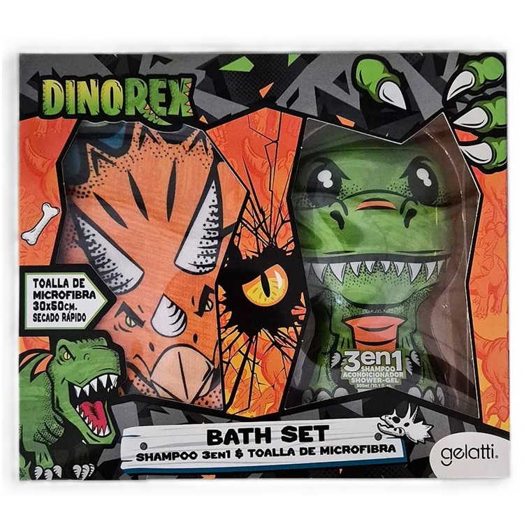 DinoRex Set Shampoo 3 en 1 300 mL + Toalla Microfibra Gelatti