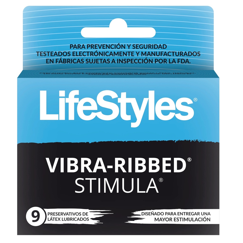 Lifestyles Vibra-Ribbed Stimula 9 Preservativos Texturados Prater